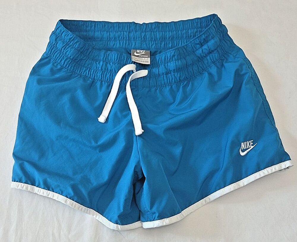 Nike Womans Athletic Shorts Small Blue Running Workout Drawstring Lined